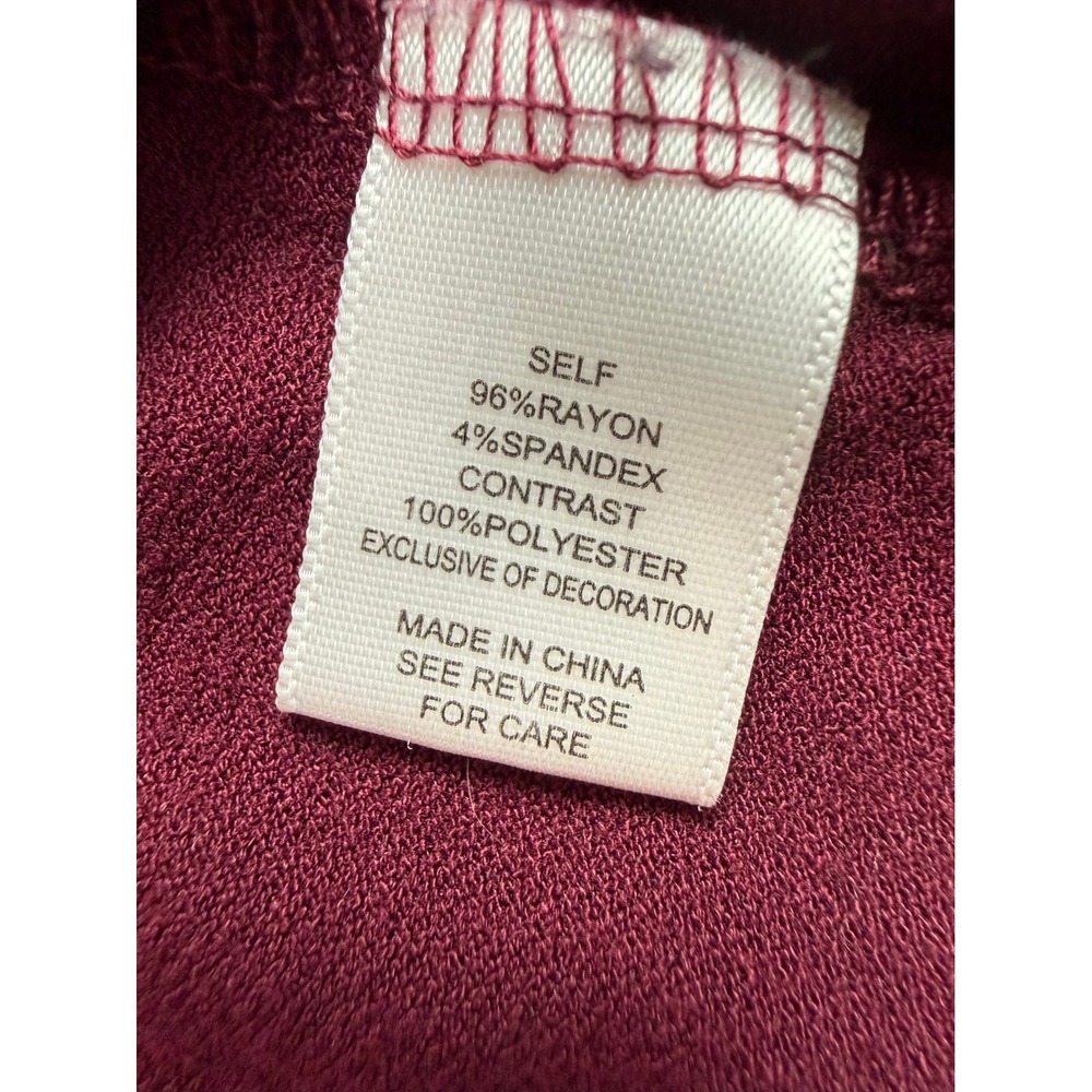 Romantic Lace Mesh Sleeve Top Rayon Plum Mock Neck Medium Willow - Picture 6 of 6